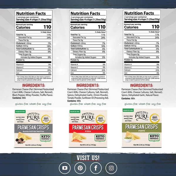Keto Friendly Parmesan Cheese Crisps Low Carb 3 PACK (New Flavors)