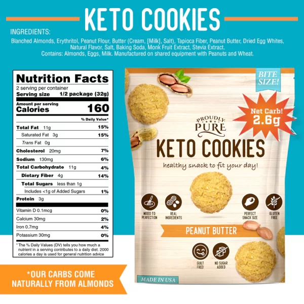 Mini Bite Size Keto Cookie Low Carb, Gluten Free Cookies (3 Pack)